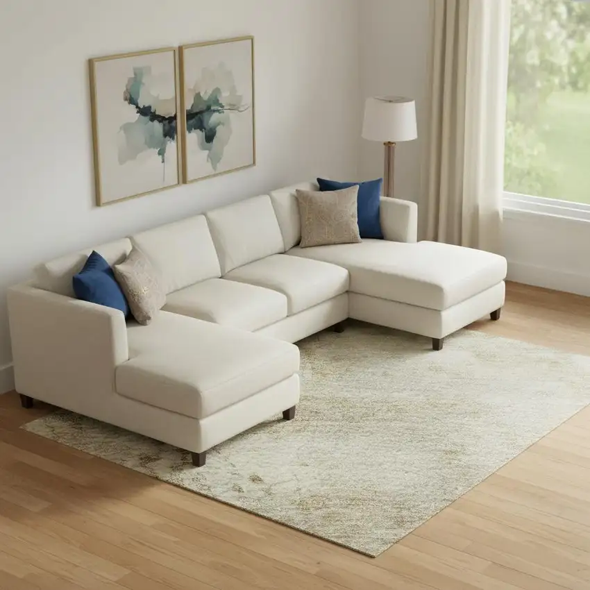 Tan And Beige Abstract Washable Area Rug With UV Protection Photo 2