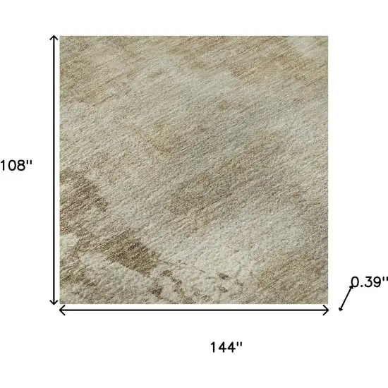 Tan And Beige Abstract Washable Area Rug With UV Protection Photo 7