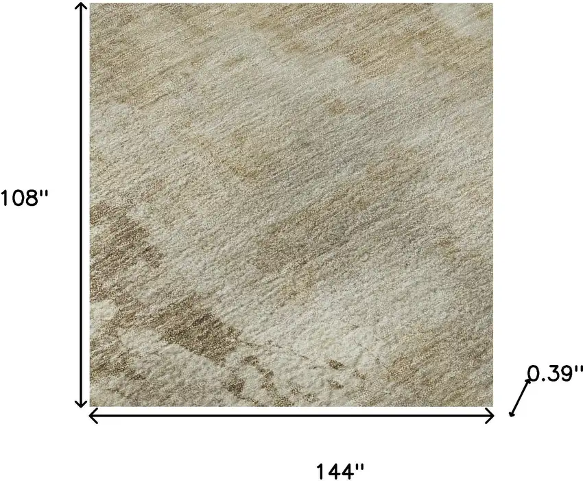 Tan And Beige Abstract Washable Area Rug With UV Protection Photo 7