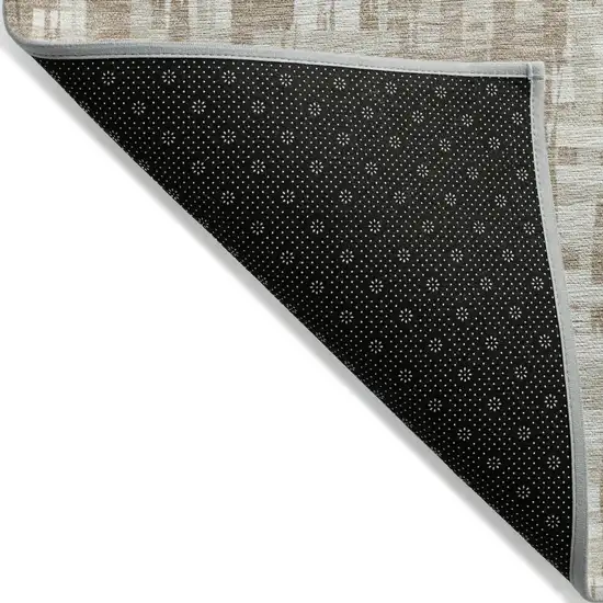 Tan And Beige Abstract Washable Indoor Outdoor Area Rug Photo 3