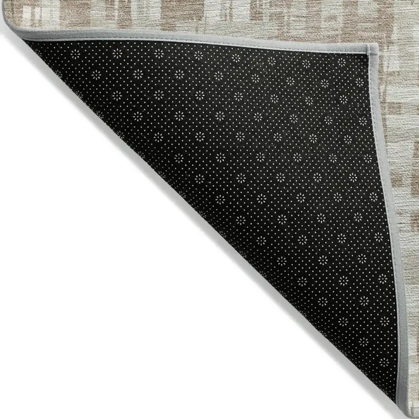 Tan And Beige Abstract Washable Indoor Outdoor Area Rug Photo 3