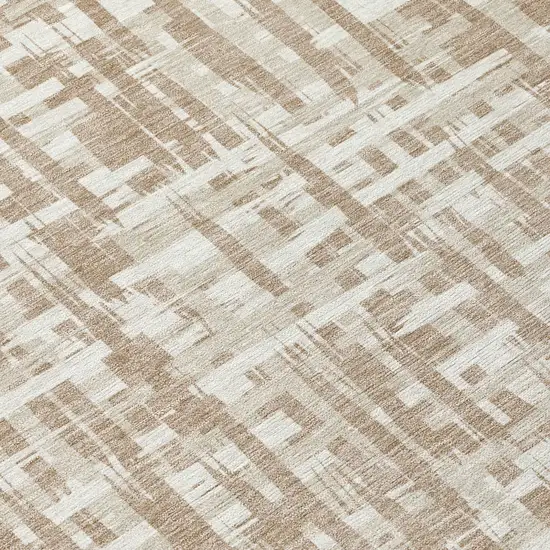 Tan And Beige Abstract Washable Indoor Outdoor Area Rug Photo 8