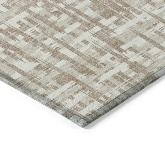 Tan And Beige Abstract Washable Indoor Outdoor Area Rug Photo 4