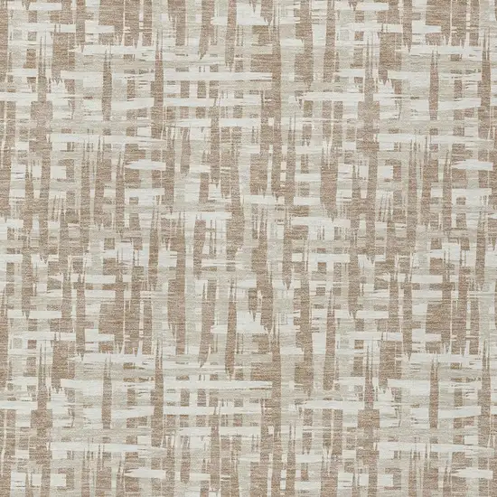 Tan And Beige Abstract Washable Indoor Outdoor Area Rug Photo 5
