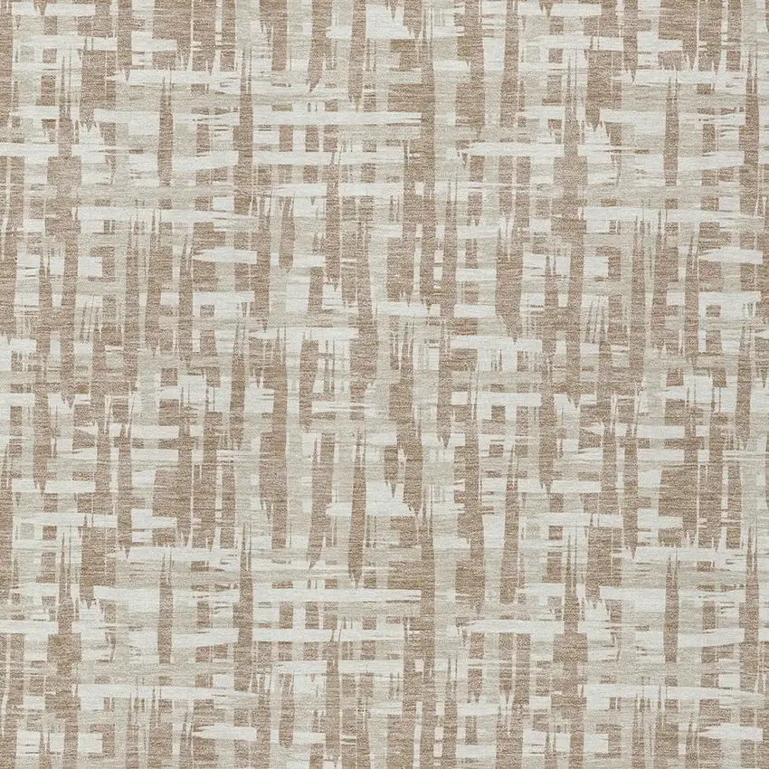 Tan And Beige Abstract Washable Indoor Outdoor Area Rug Photo 5