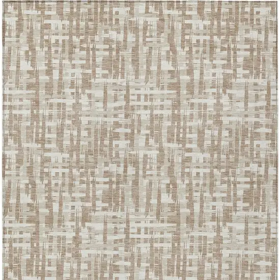 Tan And Beige Abstract Washable Indoor Outdoor Area Rug Photo 6