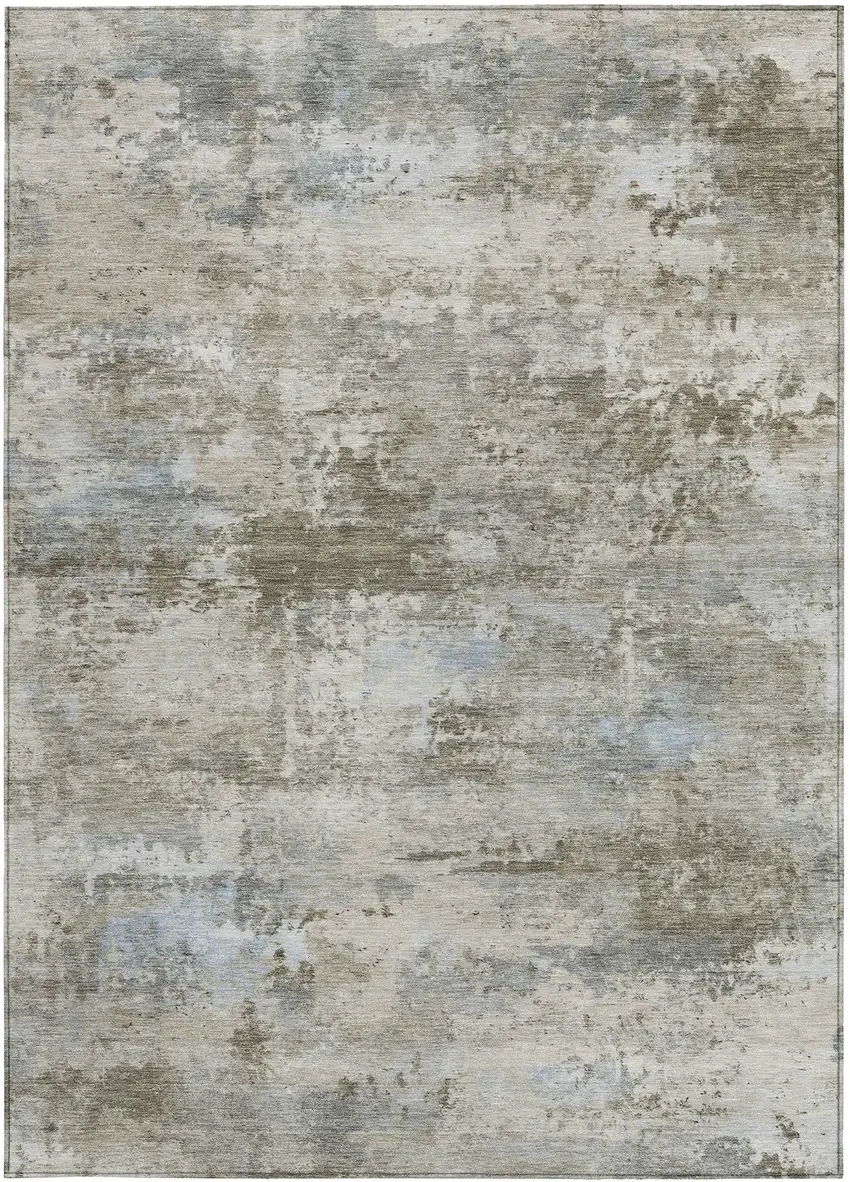 Tan And Beige Abstract Washable Indoor Outdoor Area Rug Photo 3