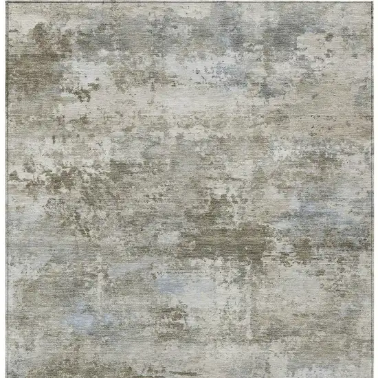 Tan And Beige Abstract Washable Indoor Outdoor Area Rug Photo 3