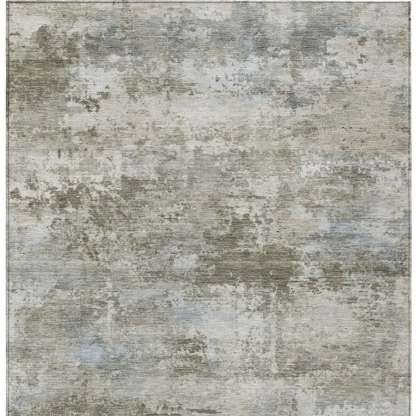 Tan And Beige Abstract Washable Indoor Outdoor Area Rug Photo 3