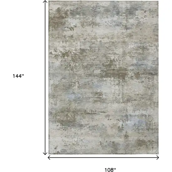 Tan And Beige Abstract Washable Indoor Outdoor Area Rug Photo 7
