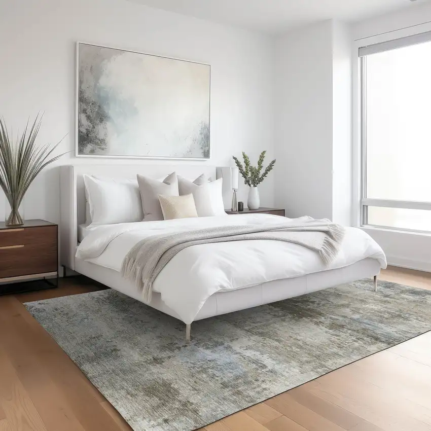 Tan And Beige Abstract Washable Indoor Outdoor Area Rug Photo 6