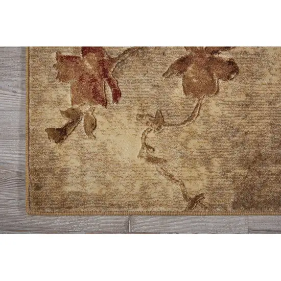 Tan And Beige Floral Area Rug Photo 8
