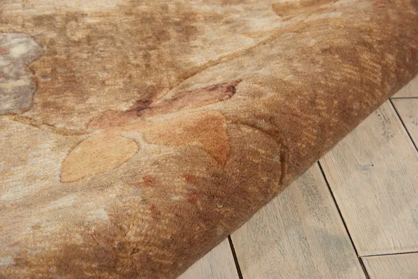 Tan And Beige Floral Area Rug Photo 9