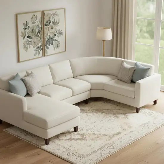 Tan And Beige Floral Distressed Area Rug Photo 1