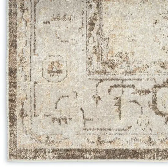 Tan And Beige Floral Distressed Area Rug Photo 9