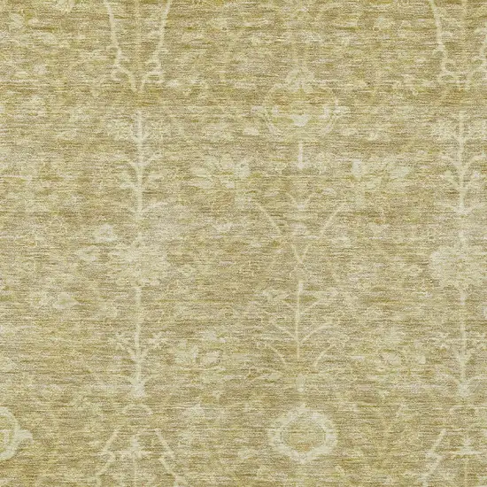 Tan And Beige Floral Washable Indoor Outdoor Area Rug Photo 5