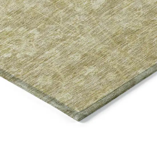 Tan And Beige Floral Washable Indoor Outdoor Area Rug Photo 4