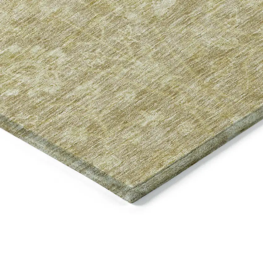 Tan And Beige Floral Washable Indoor Outdoor Area Rug Photo 4