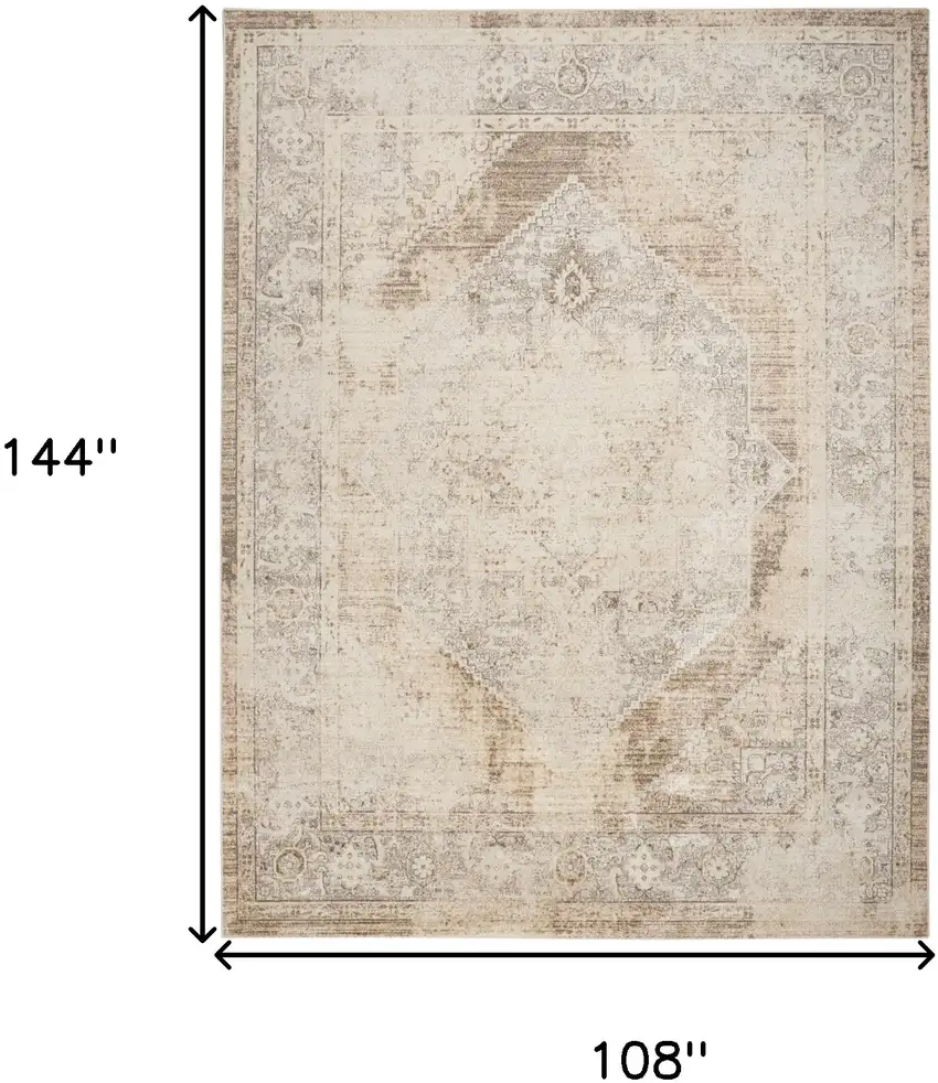 Tan And Beige Geometric Area Rug Photo 3