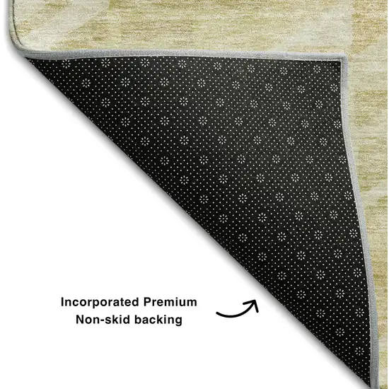 Tan And Beige Geometric Washable Area Rug With UV Protection Photo 6