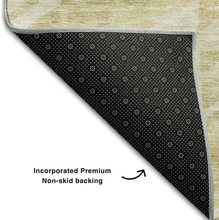 Tan And Beige Geometric Washable Area Rug With UV Protection Photo 6