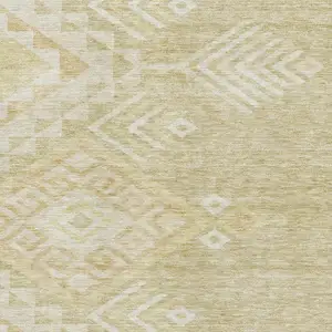 Photo of Tan And Beige Geometric Washable Area Rug With UV Protection