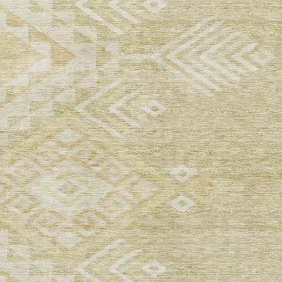 Tan And Beige Geometric Washable Area Rug With UV Protection Photo 2