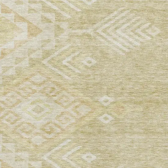 Tan And Beige Geometric Washable Area Rug With UV Protection Photo 2