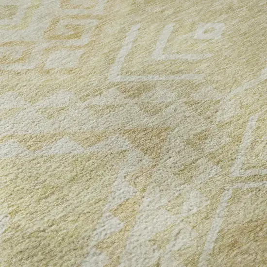 Tan And Beige Geometric Washable Area Rug With UV Protection Photo 9