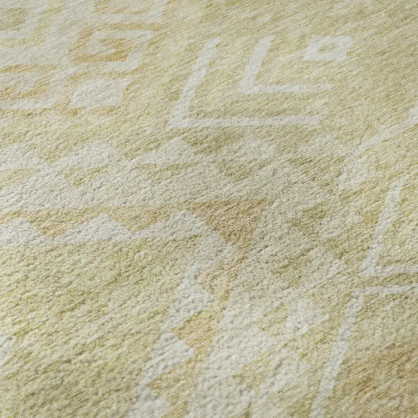 Tan And Beige Geometric Washable Area Rug With UV Protection Photo 9