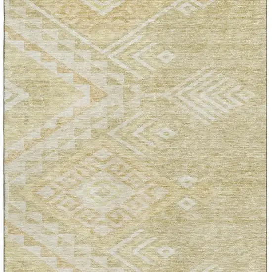 Tan And Beige Geometric Washable Area Rug With UV Protection Photo 3