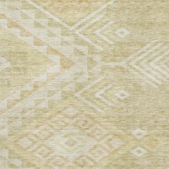 Tan And Beige Geometric Washable Area Rug With UV Protection Photo 2