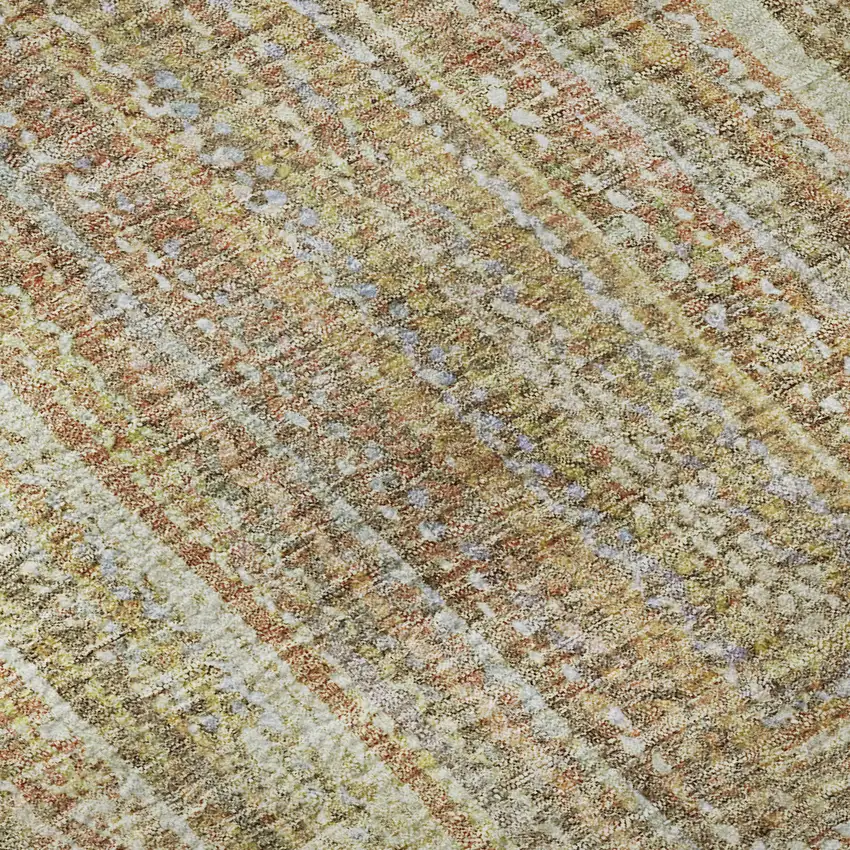 Tan And Beige Geometric Washable Area Rug With UV Protection Photo 9