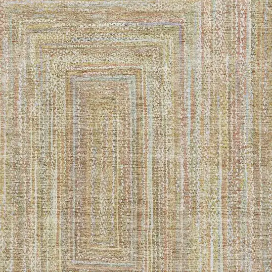 Tan And Beige Geometric Washable Area Rug With UV Protection Photo 2