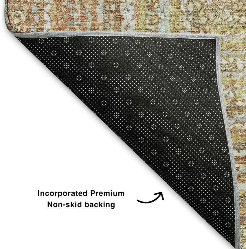 Tan And Beige Geometric Washable Area Rug With UV Protection Photo 6