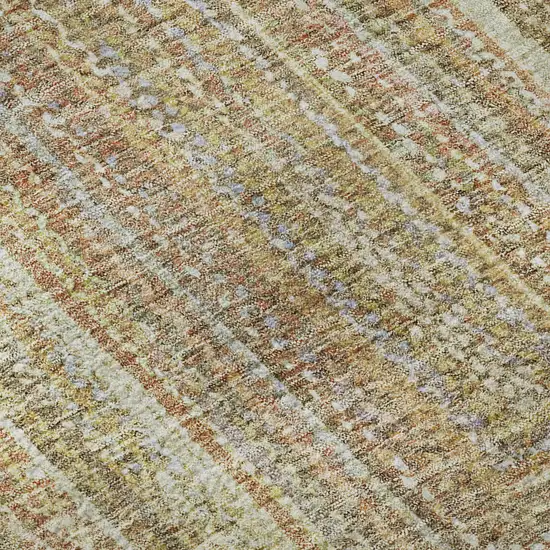 Tan And Beige Geometric Washable Area Rug With UV Protection Photo 9