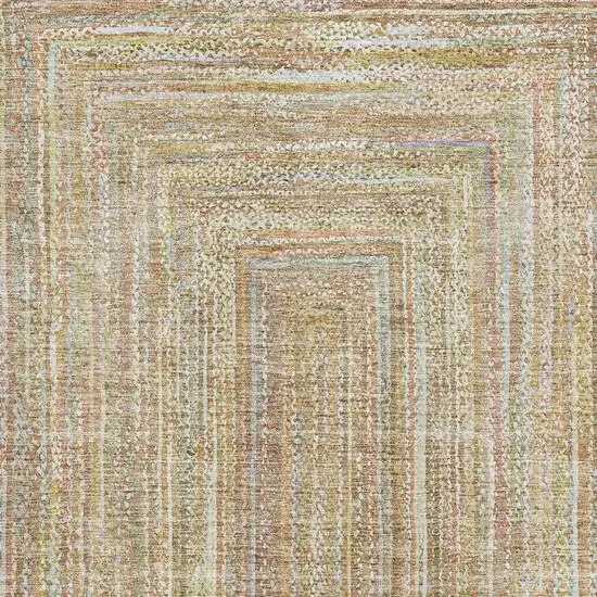 Tan And Beige Geometric Washable Area Rug With UV Protection Photo 2