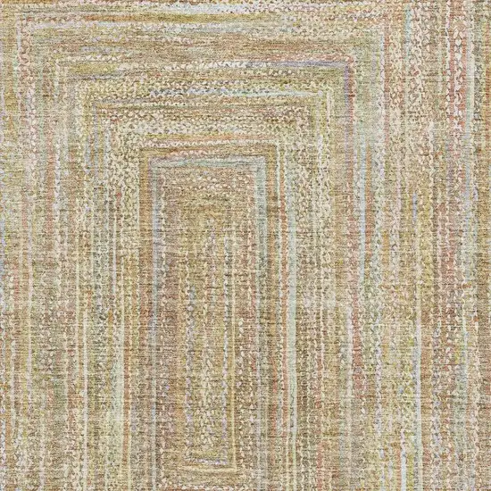 Tan And Beige Geometric Washable Area Rug With UV Protection Photo 2