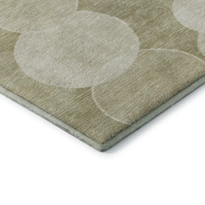Tan And Beige Geometric Washable Area Rug With UV Protection Photo 7