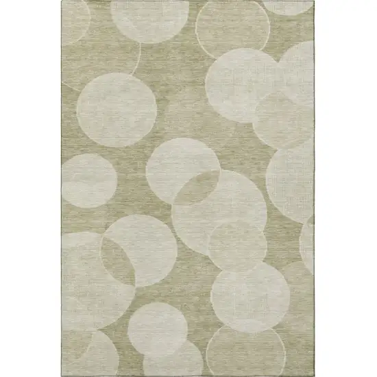 Tan And Beige Geometric Washable Area Rug With UV Protection Photo 3