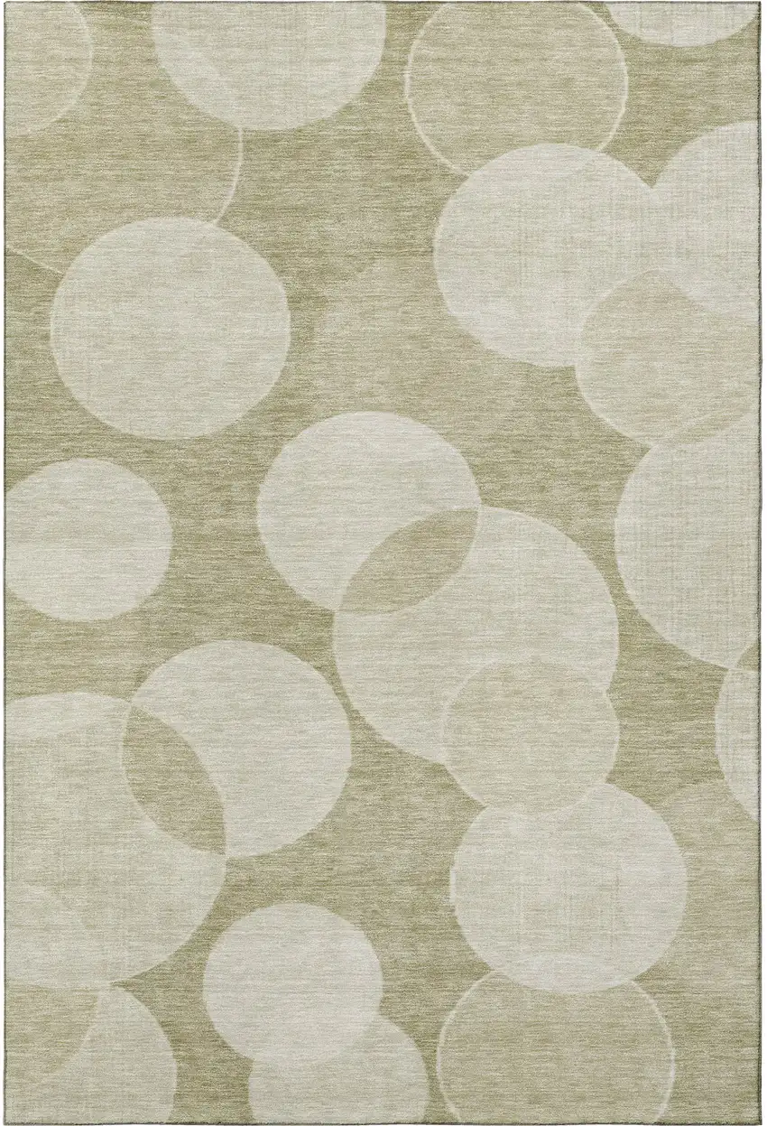 Tan And Beige Geometric Washable Area Rug With UV Protection Photo 3