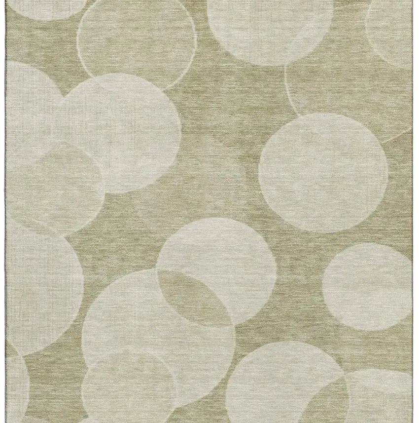 Tan And Beige Geometric Washable Area Rug With UV Protection Photo 3