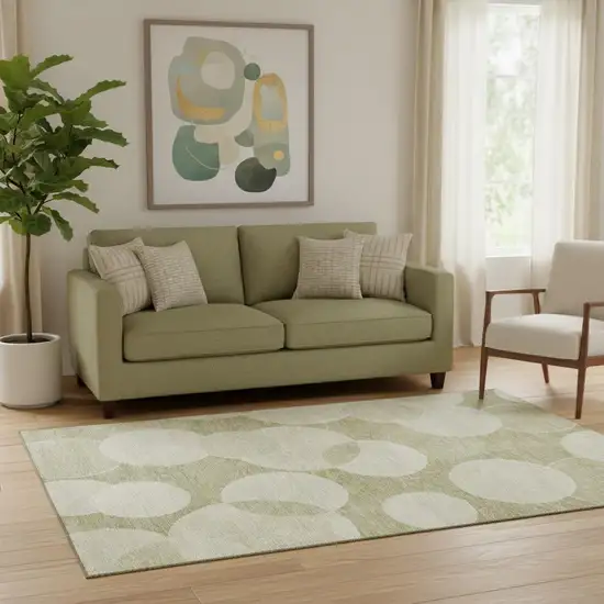 Tan And Beige Geometric Washable Area Rug With UV Protection Photo 2