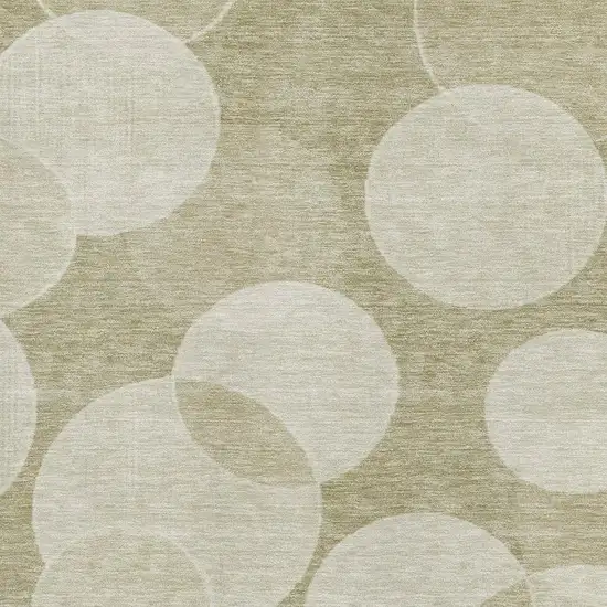 Tan And Beige Geometric Washable Area Rug With UV Protection Photo 2