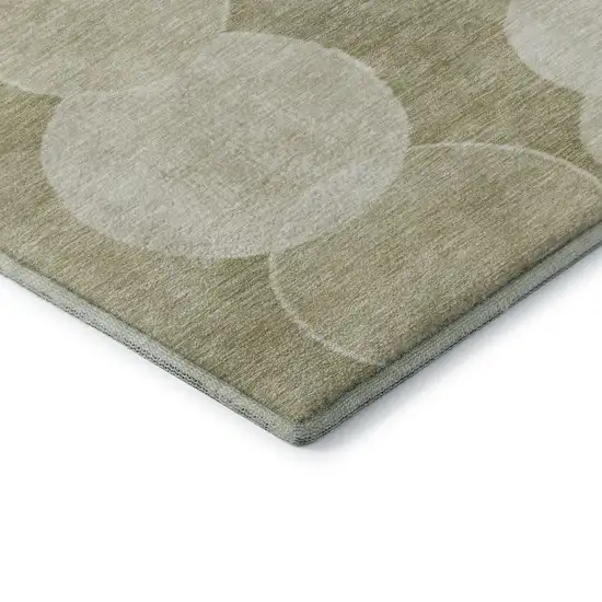 Tan And Beige Geometric Washable Area Rug With UV Protection Photo 7