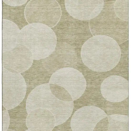 Tan And Beige Geometric Washable Area Rug With UV Protection Photo 3