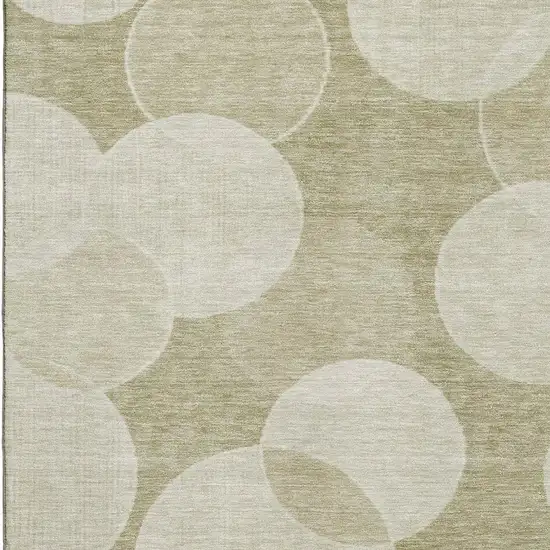 Tan And Beige Geometric Washable Area Rug With UV Protection Photo 2