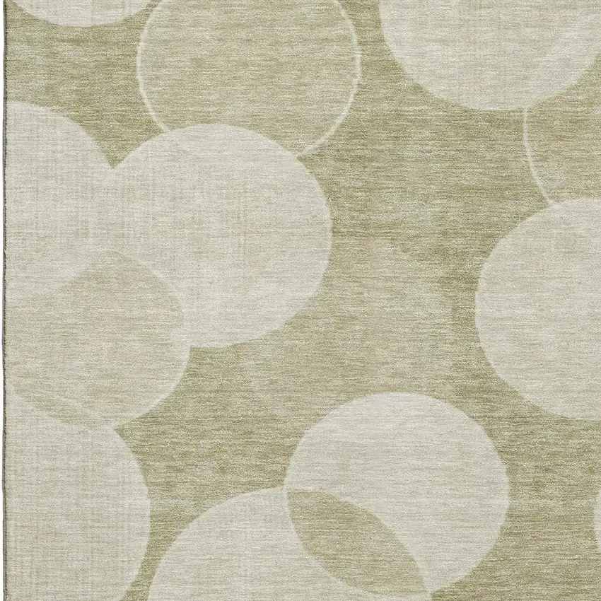 Tan And Beige Geometric Washable Area Rug With UV Protection Photo 2