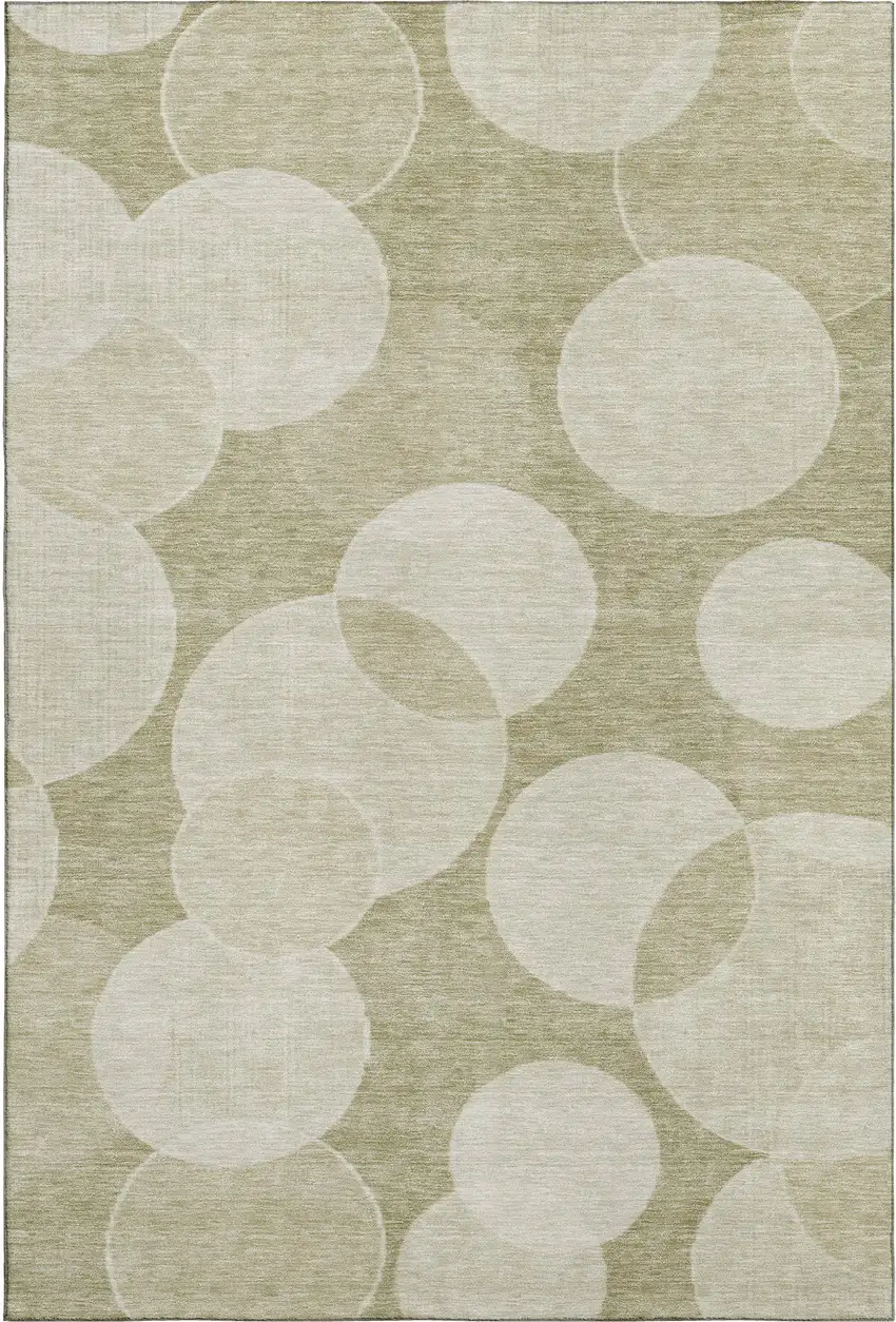 Tan And Beige Geometric Washable Area Rug With UV Protection Photo 1