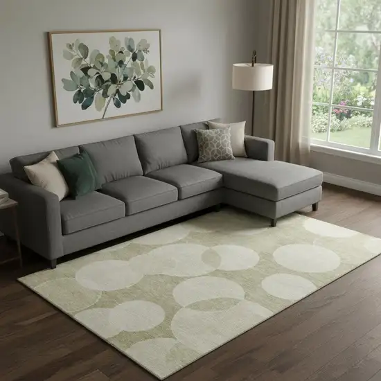 Tan And Beige Geometric Washable Area Rug With UV Protection Photo 2